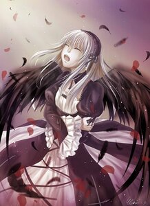 Rating: Safe Score: 0 Tags: 1girl black_wings closed_eyes dress feathers flower frills hairband image long_hair long_sleeves open_mouth petals puffy_sleeves ribbon rose rose_petals signature silver_hair solo suigintou tears very_long_hair wings User: admin