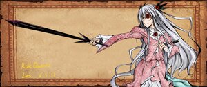 Rating: Safe Score: 0 Tags: 1girl barasuishou flower hair_ornament image long_hair long_sleeves outstretched_arm red_eyes silver_hair solo sword very_long_hair weapon User: admin