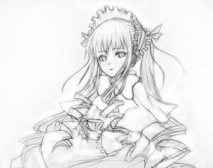 Rating: Safe Score: 0 Tags: 1girl dress frills greyscale hairband image long_hair long_sleeves looking_at_viewer monochrome shinku simple_background sketch solo suigintou upper_body very_long_hair User: admin