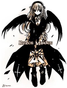 Rating: Safe Score: 0 Tags: 1girl black_wings dress feathered_wings feathers full_body greyscale hairband image lolita_hairband long_hair long_sleeves looking_at_viewer monochrome simple_background solo standing suigintou white_background wings User: admin