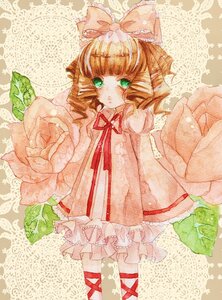 Rating: Safe Score: 0 Tags: 1girl blonde_hair bow dress flower frills green_eyes hair_ribbon hina_ichigo hinaichigo image pink_bow ribbon short_hair solo User: admin