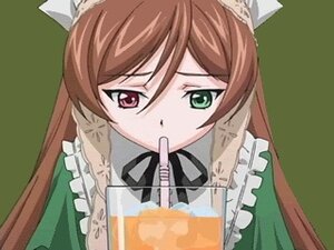 Rating: Safe Score: 0 Tags: 1girl animal_ears brown_hair cup dress drinking_straw frills green_eyes heterochromia image long_hair red_eyes simple_background solo suiseiseki User: admin