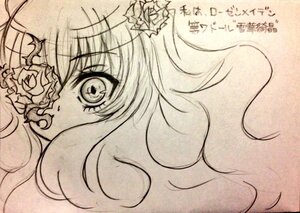 Rating: Safe Score: 0 Tags: 1girl eyelashes flower hair_flower hair_ornament image kirakishou monochrome rose solo traditional_media User: admin