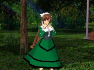 Rating: Safe Score: 0 Tags: 1girl brown_hair dress forest grass green_dress heterochromia image long_sleeves looking_at_viewer nature outdoors red_eyes solo suiseiseki tree User: admin