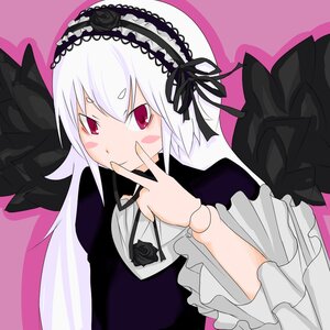 Rating: Safe Score: 0 Tags: 1girl black_dress black_ribbon dress flower frilled_sleeves frills gothic_lolita hairband image lolita_fashion lolita_hairband long_hair long_sleeves looking_at_viewer pink_background pink_eyes ribbon rose silver_hair smile solo suigintou upper_body white_hair wings User: admin