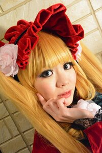 Rating: Safe Score: 0 Tags: 1girl bangs blonde_hair brick_wall eyelashes flower hat lips long_hair looking_at_viewer portrait realistic red_flower red_rose rose shinku solo User: admin