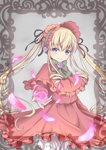 Rating: Safe Score: 0 Tags: 1girl blonde_hair bloomers blue_eyes bonnet bow bowtie dress flower frills green_bow image long_hair long_sleeves looking_at_viewer petals pink_flower pink_rose red_dress rose rose_petals shinku smile solo twintails underwear very_long_hair User: admin