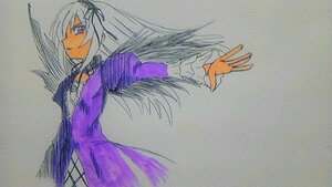 Rating: Safe Score: 0 Tags: 1girl dress frills hairband image long_hair long_sleeves looking_at_viewer outstretched_arm puffy_sleeves purple_dress purple_eyes ribbon simple_background solo suigintou traditional_media wings User: admin