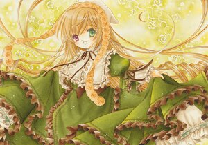 Rating: Safe Score: 0 Tags: 1girl :d brown_hair dress frills green_dress green_eyes heterochromia image long_hair long_sleeves looking_at_viewer open_mouth red_eyes ribbon smile solo suiseiseki twintails very_long_hair User: admin