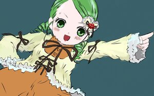 Rating: Safe Score: 0 Tags: 1girl :d blush dress drill_hair green_eyes green_hair hair_ornament image kanaria long_sleeves open_mouth ribbon smile solo twin_drills upper_body User: admin