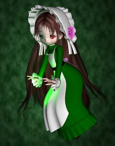 Rating: Safe Score: 0 Tags: 1girl brown_hair dress flower frills green_dress heterochromia image long_hair long_sleeves looking_at_viewer red_eyes solo standing suiseiseki twintails very_long_hair User: admin