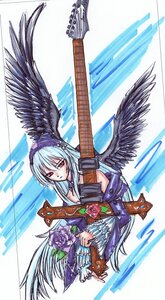 Rating: Safe Score: 0 Tags: 1girl dress electric_guitar flower guitar hairband image instrument playing_instrument red_eyes silver_hair solo suigintou violin weapon wings User: admin