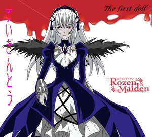 Rating: Safe Score: 0 Tags: 1girl black_wings detached_collar dress feathers flower frilled_sleeves frills hairband image long_hair long_sleeves looking_at_viewer pink_eyes puffy_sleeves rose smile solo suigintou white_background wings User: admin