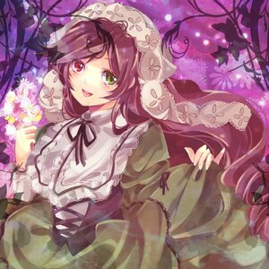 Rating: Safe Score: 0 Tags: 1girl bad_id bad_pixiv_id brown_hair dress flower frills hairband hat heterochromia hoe_satsuki image long_hair long_sleeves open_mouth red_eyes rozen_maiden solo suiseiseki very_long_hair User: admin