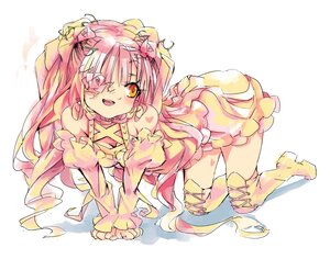 Rating: Safe Score: 0 Tags: 1girl all_fours boots detached_sleeves dress flower image kirakishou long_hair open_mouth pink_hair smile solo thigh_boots thighhighs very_long_hair yellow_eyes yellow_footwear User: admin