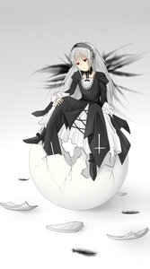 Rating: Safe Score: 0 Tags: 1girl bangs black_dress black_feathers breasts choker dress feathers flower frills full_body gradient gradient_background hairband image juliet_sleeves long_sleeves looking_at_viewer puffy_sleeves red_eyes ribbon solo suigintou wings User: admin