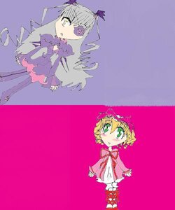 Rating: Safe Score: 0 Tags: 2girls barasuishou blonde_hair blush bow dress drill_hair frills green_eyes hat hina_ichigo hinaichigo image long_hair long_sleeves looking_at_viewer multiple_girls pair purple_background shinku simple_background standing suigintou twin_drills very_long_hair wings yellow_eyes User: admin