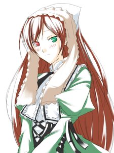 Rating: Safe Score: 0 Tags: 1girl blush brown_hair closed_mouth dress frills green_dress green_eyes head_scarf heterochromia image juliet_sleeves long_hair long_sleeves looking_at_viewer puffy_sleeves red_eyes ribi rozen_maiden simple_background smile solo suiseiseki sweatdrop upper_body very_long_hair white_background User: admin