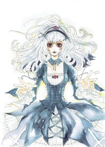 Rating: Safe Score: 0 Tags: 1girl choker dress flower frills gothic_lolita hairband image long_hair long_sleeves marker_(medium) puffy_sleeves rose solo suigintou traditional_media watercolor_(medium) white_hair User: admin