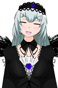 Rating: Safe Score: 0 Tags: 1girl :d black_dress blue_flower blue_rose blush closed_eyes dress flower frills gothic_lolita hairband image lolita_fashion lolita_hairband long_hair long_sleeves open_mouth rose silver_hair simple_background smile solo suigintou upper_body white_background User: admin