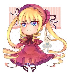 Rating: Safe Score: 0 Tags: 1girl blonde_hair blue_eyes bow chibi dress drill_hair full_body image long_hair long_sleeves looking_at_viewer shinku solo striped twin_drills twintails very_long_hair User: admin