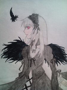 Rating: Safe Score: 0 Tags: 1girl auto_tagged black_ribbon black_wings detached_collar dress feathers flower frills grey_background hairband image long_hair long_sleeves ribbon rose silver_hair solo suigintou wings User: admin