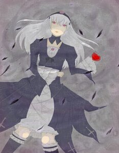 Rating: Safe Score: 0 Tags: 1girl black_wings choker dress feathers flower frills hairband image long_hair pink_eyes rose silver_hair solo suigintou wings User: admin