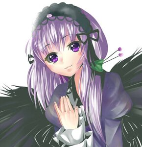 Rating: Safe Score: 0 Tags: 1girl blush dress hairband image long_hair long_sleeves looking_at_viewer purple_eyes purple_hair ribbon simple_background smile solo suigintou upper_body white_background wings User: admin