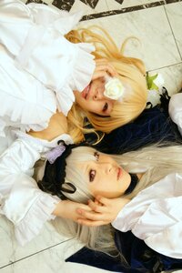 Rating: Safe Score: 0 Tags: 2girls blonde_hair dress flower frills gothic_lolita lips lolita_fashion long_hair multiple_cosplay multiple_girls ribbon rose siblings sisters tagme twins User: admin