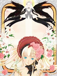 Rating: Safe Score: 0 Tags: 2girls black_wings blonde_hair blue_eyes bonnet dress flower image long_hair multiple_girls pair pink_flower pink_rose red_flower red_rose rose shinku suigintou white_hair wings User: admin