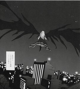 Rating: Safe Score: 0 Tags: 1girl building city cityscape comic dress flandre_scarlet greyscale image long_hair monochrome night night_sky sky solo suigintou wings User: admin