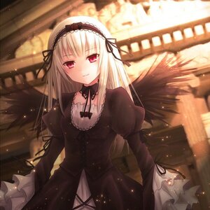Rating: Safe Score: 0 Tags: 1girl black_dress black_ribbon black_wings blurry dress frills gothic_lolita hairband image joints juliet_sleeves light_particles lolita_fashion lolita_hairband long_hair long_sleeves looking_at_viewer puffy_sleeves red_eyes ribbon silver_hair smile solo suigintou white_hair wings User: admin
