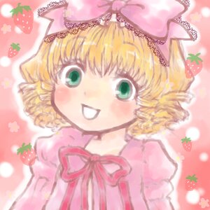 Rating: Safe Score: 0 Tags: 1girl blonde_hair blush bow dress food fruit green_eyes hina_ichigo hinaichigo image open_mouth pink_bow pink_dress ribbon short_hair smile solo strawberry strawberry_print striped upper_body User: admin