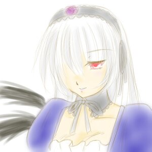 Rating: Safe Score: 0 Tags: 1girl bangs black_wings blush choker collarbone detached_collar dress flower frills hairband image long_hair looking_at_viewer red_eyes rose simple_background smile solo suigintou upper_body white_background User: admin