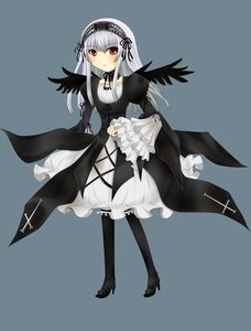 Rating: Safe Score: 0 Tags: 1girl black_dress black_footwear black_wings boots dress feathers flower frills full_body hairband high_heel_boots high_heels image juliet_sleeves long_hair long_sleeves looking_at_viewer red_eyes ribbon rose silver_hair simple_background solo suigintou wings User: admin