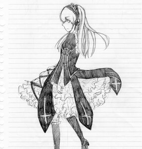 Rating: Safe Score: 0 Tags: 1girl blush boots dress frilled_hairband frills full_body gothic_lolita graphite_(medium) greyscale hairband high_heels image lolita_fashion lolita_hairband long_hair long_sleeves monochrome solo standing suigintou traditional_media User: admin