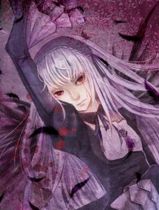 Rating: Safe Score: 0 Tags: 1girl black_ribbon closed_mouth dress flower frills hairband image long_hair long_sleeves looking_at_viewer red_eyes ribbon rose silver_hair solo suigintou upper_body wings User: admin