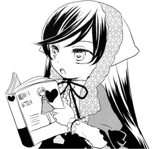 Rating: Safe Score: 0 Tags: 1girl blush chibi dress frills greyscale heart image long_hair long_sleeves monochrome open_mouth ribbon solo suiseiseki User: admin