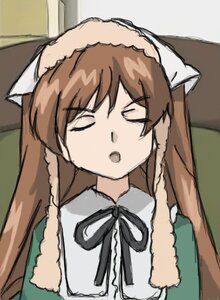 Rating: Safe Score: 0 Tags: 1girl auto_tagged brown_hair closed_eyes fur_trim image long_hair long_sleeves neck_ribbon open_mouth ribbon sleeping_upright solo suiseiseki upper_body User: admin