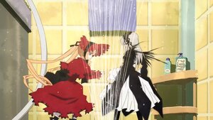 Rating: Safe Score: 0 Tags: 1boy 1girl black_hair curtains dress image indoors long_hair pair shinku standing suigintou very_long_hair User: admin