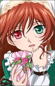 Rating: Safe Score: 0 Tags: 1girl bangs bouquet flower frills green_eyes heterochromia image long_hair long_sleeves looking_at_viewer pink_flower red_eyes red_hair rose solo suiseiseki upper_body User: admin