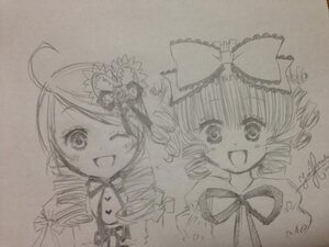 Rating: Safe Score: 0 Tags: 2girls drill_hair graphite_(medium) hair_ornament hat hinaichigo image kanaria long_hair looking_at_viewer monochrome multiple_girls one_eye_closed open_mouth pair photo smile tomoe_mami traditional_media twin_drills User: admin