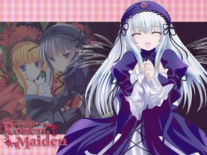 Rating: Safe Score: 3 Tags: 3girls black_wings blonde_hair closed_eyes dress frills hairband image long_hair long_sleeves looking_at_viewer multiple_girls shinku silver_hair smile solo suigintou wings User: admin