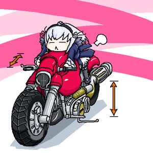 Rating: Safe Score: 0 Tags: 1girl >_< closed_eyes ground_vehicle hairband lolita_hairband long_hair motor_vehicle motorcycle silver_hair solo suigintou weapon User: admin