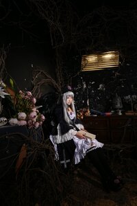 Rating: Safe Score: 0 Tags: 1girl dress flower gothic_lolita hat lolita_fashion long_hair sitting solo User: admin