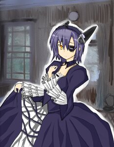 Rating: Safe Score: 0 Tags: 1girl choker collarbone dress expressionless frills hairband image lolita_fashion long_sleeves looking_at_viewer purple_hair ribbon short_hair skirt_hold solo standing suigintou yellow_eyes User: admin