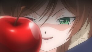 Rating: Safe Score: 0 Tags: 1girl apple bangs blush brown_hair close-up eyebrows_visible_through_hair face green_eyes image looking_at_viewer solo suiseiseki User: admin