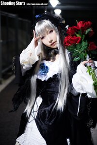 Rating: Safe Score: 0 Tags: 1girl black_dress dress flower frills gothic_lolita lolita_fashion long_hair long_sleeves looking_at_viewer purple_eyes rose silver_hair solo suigintou User: admin