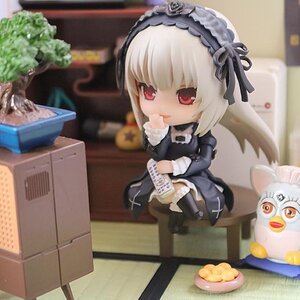 Rating: Safe Score: 0 Tags: 1girl blurry chibi doll dress figure food hairband lolita_hairband long_sleeves photo red_eyes short_hair sitting solo suigintou table white_hair User: admin