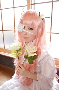 Rating: Safe Score: 0 Tags: 1girl bangs dress eyepatch flower hair_flower indoors kirakishou lips long_hair one_eye_covered pink_hair solo white_dress white_flower window User: admin